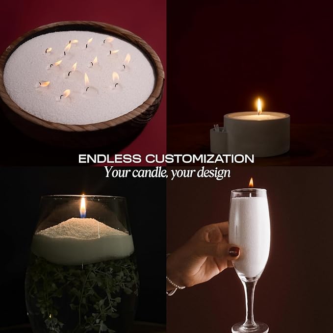 Atipikal Sand Candle 18oz - Saldalwood Jasmine Scented Pearled Candle with 30 Wicks up to 120 Hours Burning time, Luxury Long Lasting Pearled Candle Making kit with Wick