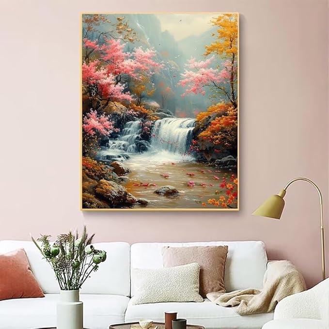 Diamond Painting Kits for Adults Falls Diamond Painting Kits Flower 5D Full Square Drill Strass Crystal Crafts for Adults DIY Art Kit for Beginner, Home Wall Art, Gifts for Women 28x40in W-52857R