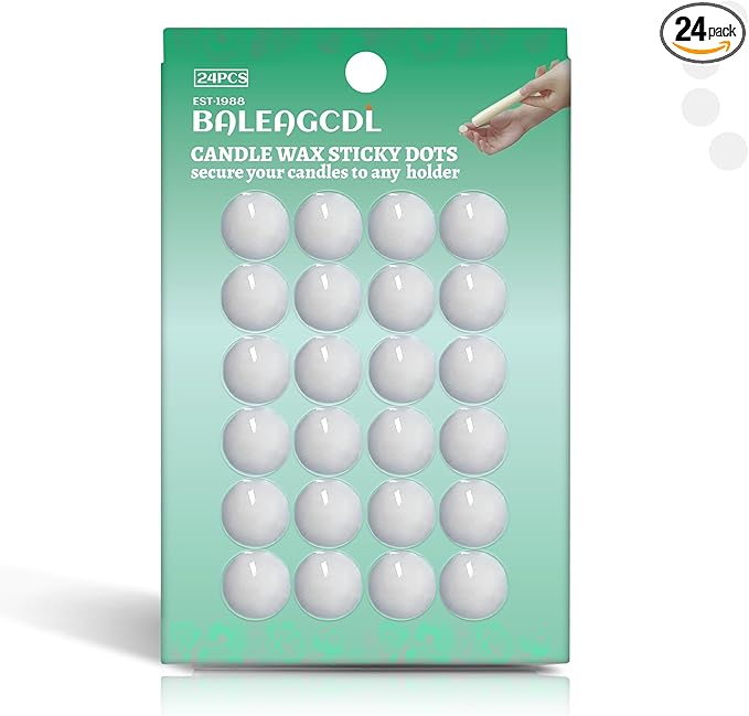 Candle Sticky Dots - White Wax Dots Taper Candles Adapter Soft Wax Candle Accessories for Secure Candle Placement - (1 Pack,24 Dots)