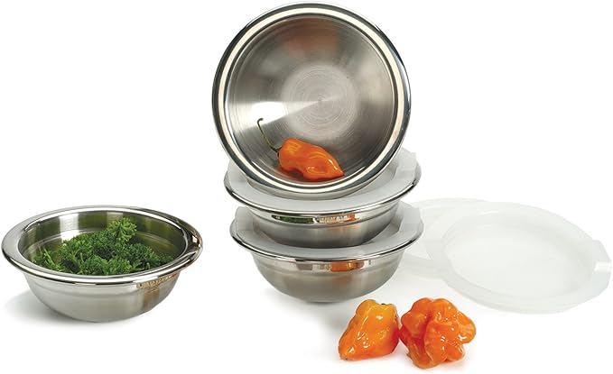 8 Piece Stainless Steel Prep Bowls Set with Lids, Model Number: (PREP-8)