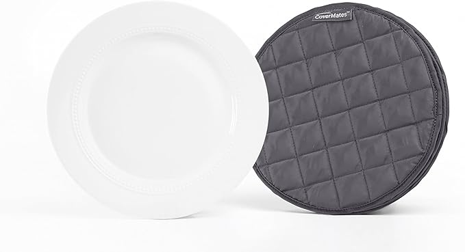 Covermates Keepsakes Quilted Dish Dividers – Set of Padded Plate Protectors for China & Dinnerware Storage, Scratch Protection, Machine Washable, Slate