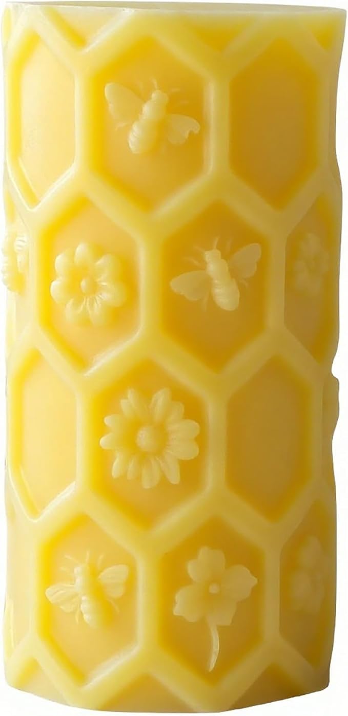 Honeycomb Cylinder Flower Succulent Peony Cylinder Candle & Resin Mold - Resin Casting Silicone Molds for Home Decor & Candle Making Wave Spiral Mold