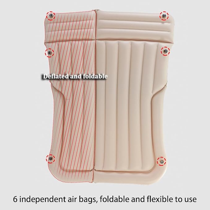 Car Air Mattress for Sonata SEL 2024, Inflatable Bed Thickened Flocking Sleeping Pad Foldable Travel Camping Backseat Cushion,Beige