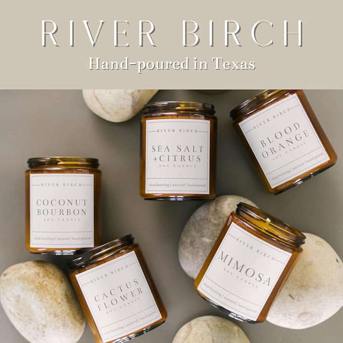 River Birch Candles Blood Orange Scented Candle | Premium, All-Natural, Non-Toxic, Soy Amber Jar Candles | 8.5oz 40 Hr Burn Time | Cozy Relaxing Gifts for Home