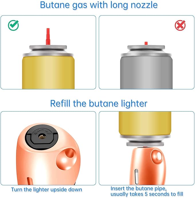 Butane Lighter with Visual Fuel Window for Kitchen Grill, Orange (No Butane)