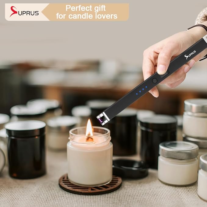 SUPRUS Electric Arc Lighter Windproof Flameless Rechargeable USB Lighter with Safety Lock for Home Kitchen BBQ Candle