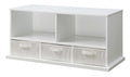 Badger Basket Stackable Toy Storage Organizer - 5-Shelf Modular Unit with 3 Removable Fabric Bins, Solid Panel Construction, Expandable Design for Toys and Crafts - White