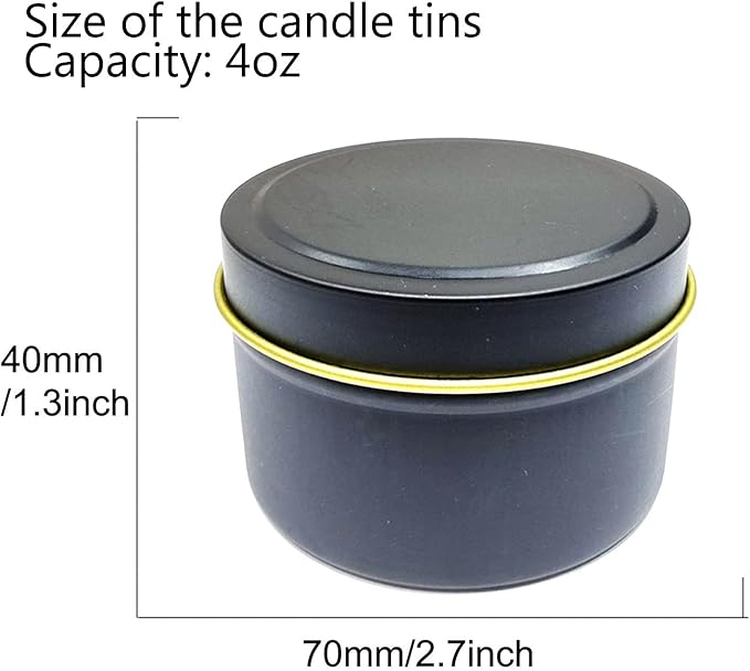 Unixing 24Pcs 4oz Candle Tins for DIY Candle, Metal Candle Container Tins for Candle Making Gold Champagne Black Silver Container Tins