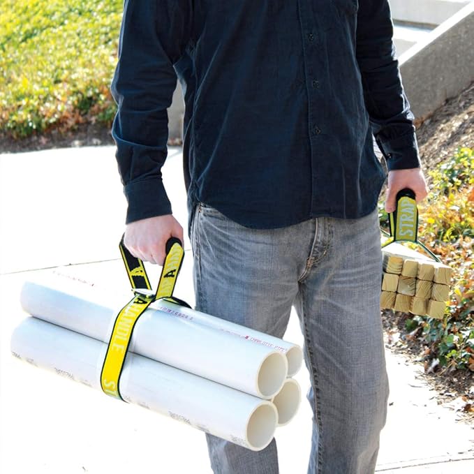 4’ Carry Strap with Handle | Heavy Duty | Adjustable Belt | Easy, Safe, Secure, Lifting, Moving, Carrying Heavy Boxes, Groceries | Best Luggage Strap (Strap-A-handle 4ft. Length, 75lb. Capacity)