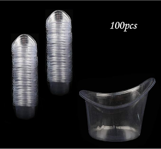 YouU 100 Pcs Non Sterile Disposable Plastic Eye Wash Cups Portable Disposable Measuring Cup 5ml Eye Flush Cleaning Cups Vials for Storage or First Aid Kit Use