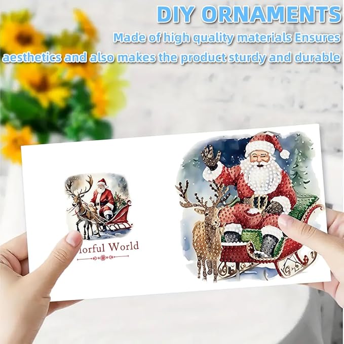6PCS DIY Art Greeting Cards Santa Claus Congratulations Cards & Gifts for Home Wall Decor and Office Display Perfect DIY Craft Gift for Adults and Kids