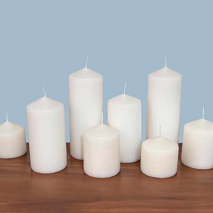Stonebriar Unscented White Tall Pillar Candles, 18 Hour Burning Candle Pillars, Perfect for Decor, Weddings, Emergencies 3" X 3", 6 count