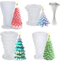 4pcs Christmas Silicone Mold Set for Candle Making, Atarvana 3D Christmas Candle Making Molds with 10pcs Candle Wick-Christmas Trees, Santa Claus, Pine and Ginger Man