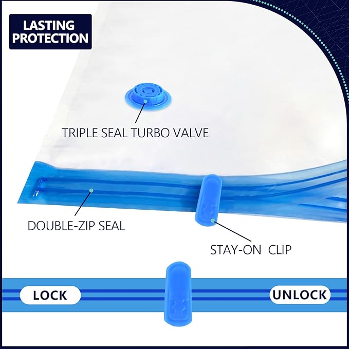 Vacuum Storage Bags for Blankets and Comforters 8 Jumbo Vacuum Seal Bags for Clothing Blankets Bedding with Electric Pump Compression Bag for Travel Luggage Jumbo Space Saver Storage Bag
