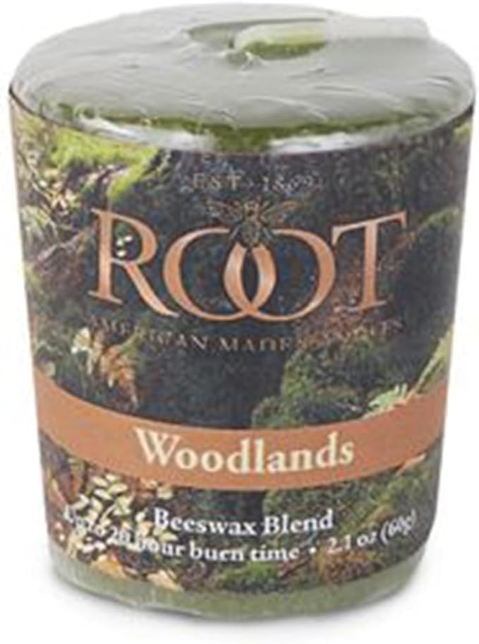 Root Candles Fall Scented Votive Candles Beeswax Blend Premium Handcrafted 20-Hour Votives, 18-Pack, Woodlands