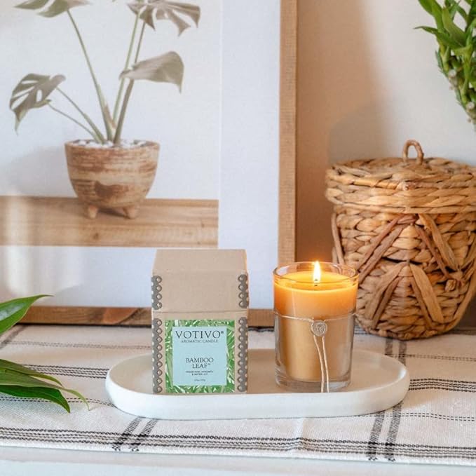 VOTIVO 6.8oz Aromatic Soy Blend Highly Fragranced Home Decor Jar Candle-Bamboo Leaf
