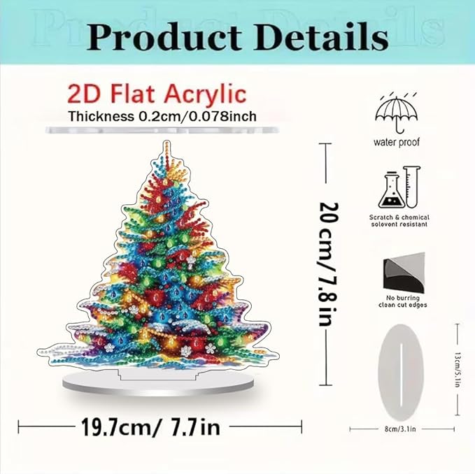 ZeeLionArt Tabletop Diamond Art Painting Kit for Adult,Christmas Tree DIY Special Shaped Rhinestone Desk Placement Ornament,Home Stand Up Gem Painting Craft Kit,Gift,Double Sided.