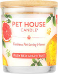 Pet House Candles, Clean Burning, Long Lasting Candles for Pet Odor, Plant-Based, 60 Hour Burn Time - Ruby Red Grapefruit, 9 oz