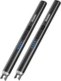 Electric Candle Lighters Arc Windproof Flameless USB Rechargeable Lighter for Cooking BBQs Fireworks 2 Packs Black