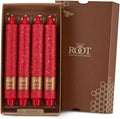 Root Candles Unscented Dinner Candles Premium Beeswax Blend Boxed Candle Set, 9-Inch, Red, 4-Count