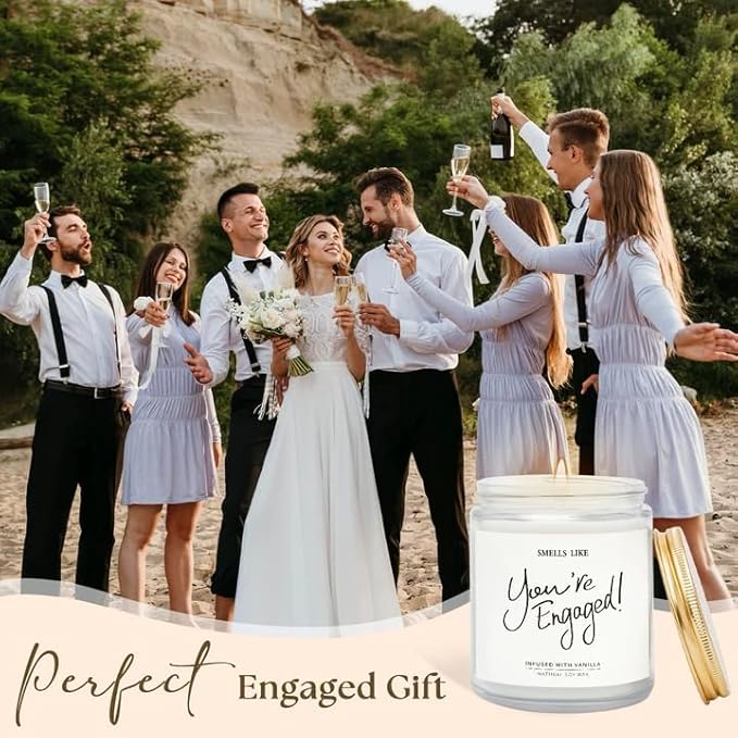 Engagement Gifts for Couples - Vanilla Scented Candles, Gift for Newly Engaged Couples, Engagement Gifts for Her, Women, Best Engaged Gift