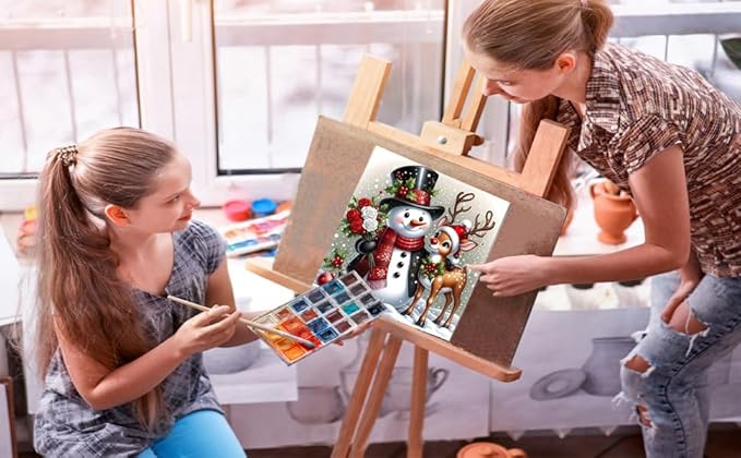 TCDZMYGS Christmas Paint by Numbers Kit for Adults Beginner,Snowman Deer Paint by Number Kits with Frame,DIY Acrylic Oil Painting by Numbers for Home Wall Decor 10 x 10 inch