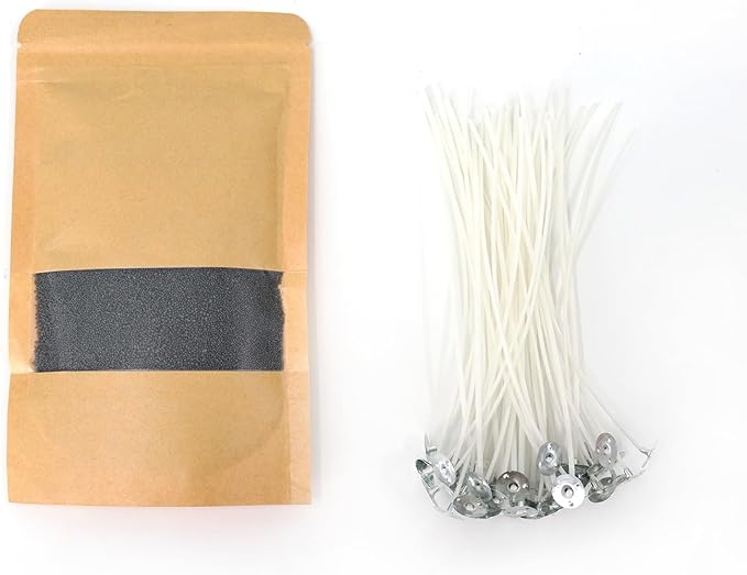 PHYMAT 3.5oz Sand Wax Bulk, Candle Sand with 50pcs Wicks, Refillable Pearled Candles Kit for DIY Handmade Candles Making, Wedding, Party Decor
