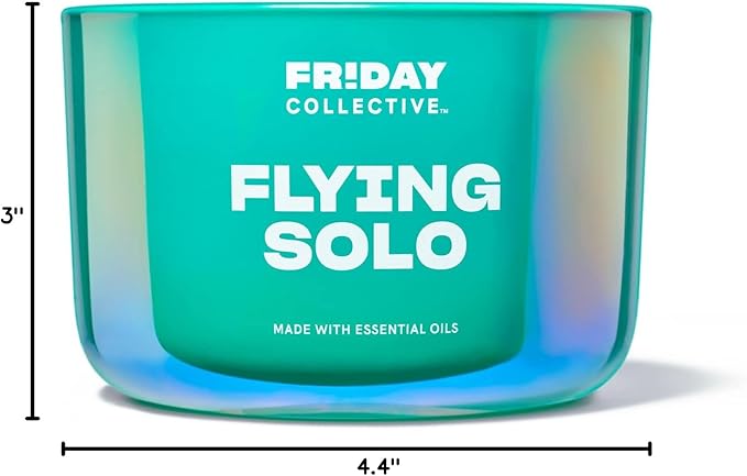 Friday Collective Flying Solo Candle Fresh & Clean Scented Made with Essential Oils 3 Wicks 13.5 oz