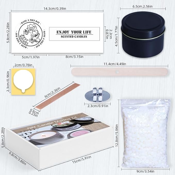 DIY Candle Making Supplies for Adults and Beginners, Including Soybean Wax, Exquisite Stickers, Candle Jars, Wicks, and Homemade Candle jar Sets with Essential Oils.