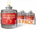 GasOne 115+ Hours Emergency Candle Set – 8-Pack Liquid Candles – Clean Burning, Unscented Long-Burning Candles for Ambient Lighting, Power Outages, Camping & Blackouts