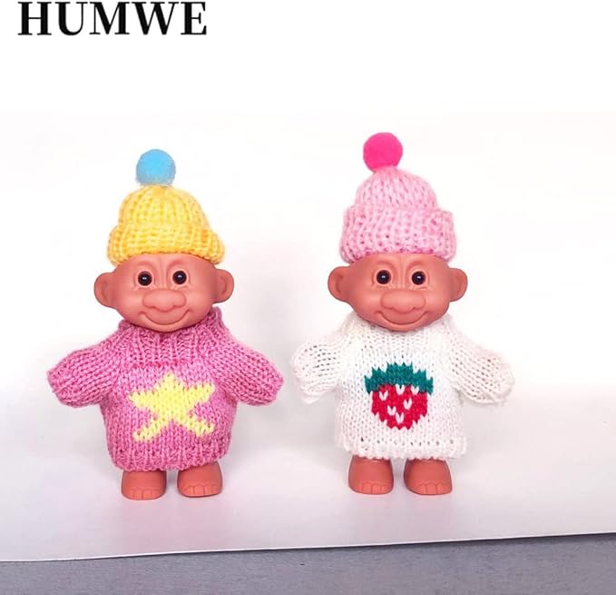 HUMWE 2 Pack Cute Troll Dolls Lighter Case Silicone Funny Mini Dolls Lighter Sleeve with Sweater &Hat for 3.2in Regular Lighter (Lighter not Included) (Pink & White)