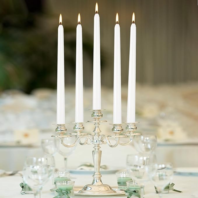 36 Pack White Taper Candles 10 Inch - Premium Unscented Dripless & Smokeless Long-Burning Candles for Wedding Decor, Fine Dining, Candelabras, Romantic Dinner, and Elegant Home Decor