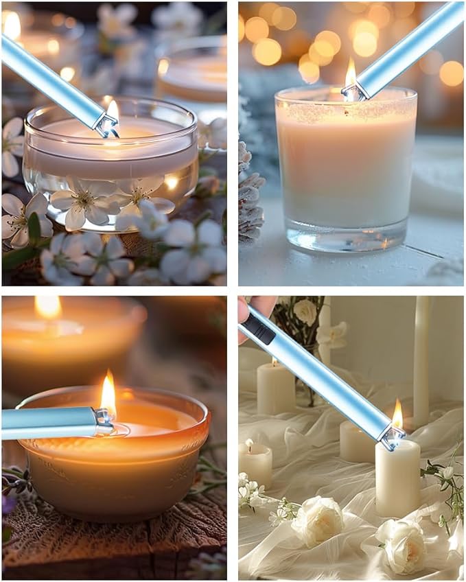 Brigii Electric Lighter, Candle Lighter, Plasma Arc Lighters Windproof & Flameless with USB Cable Integrated Double Safety Switch -Blue