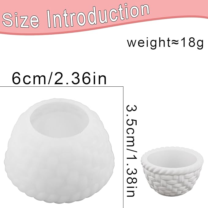 1 Pc Woven Flower Basket Resin Casting Silicone Mold Flower Pot Vase Epoxy Mold for Plaster Cement Concrete DIY Jewelry Small Ornament Trays Party Favors Home Decorations Candle Making