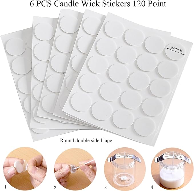 Candle Wicks Kit - 120PCS 8 Inch Cotton Wicks with Holders & Strings for DIY Candle Making