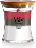 WoodWick Winter Garland Trilogy Holiday Candle Gifts for Women and Men, 9.7 oz Medium Hourglass Trilogy Candle with Crackling Wick