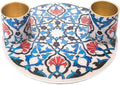 Yair Emanuel Flat Plate Candle Holders for Shabbat 4 Inch Vibrant Pattern Design Modern Judaica Gift (CSE-8 Tile Pattern)