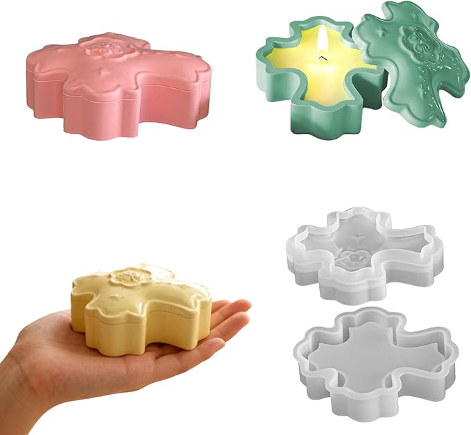2 Packs DIY Silicone Mold Set for Easter Cross Storage Box, Wax Candle Holders, Resin Epoxy, Concrete Cement Craft Making - Jewelry Trinket Tray, Aromatherapy Plaster Ornament Home Decor
