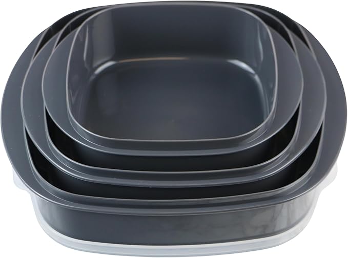 Reston Lloyd Nesting Microwave Containers, Set of 3, Adjustable Steam Vents, Airtight, Meal Prep, Durable BPA-Free Plastic- Freezer & Dishwasher Safe, Cookware & Food Storage, Anyday Cookware, Gray