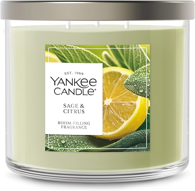 Yankee Candle Sage & Citrus, Scented Candle, 14.5oz 3-Wick Candle Jar with up to 40 Hours Burn Time, Giftable