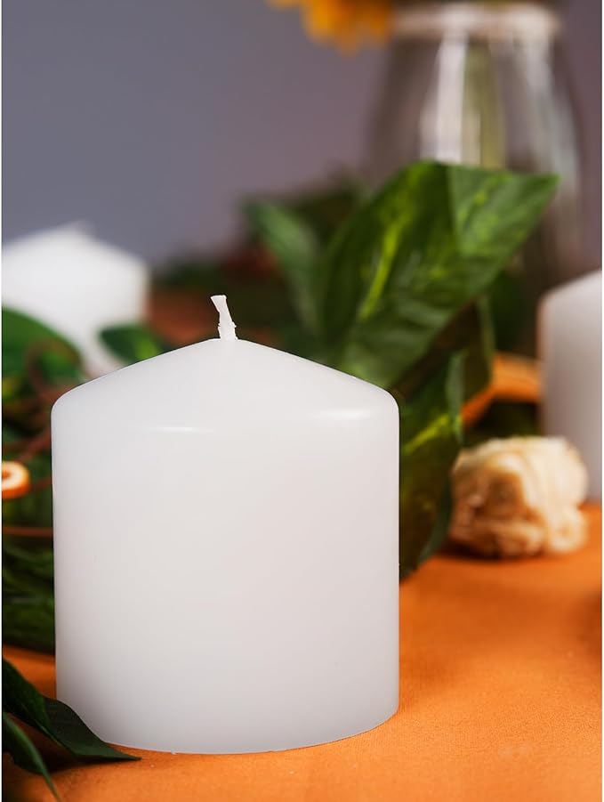 CANDWAX 3x3 Pillar Candle Set of 3 - Dripless Pillar Candles for Home - Elegant Ivory Candles for Relaxing Atmosphere