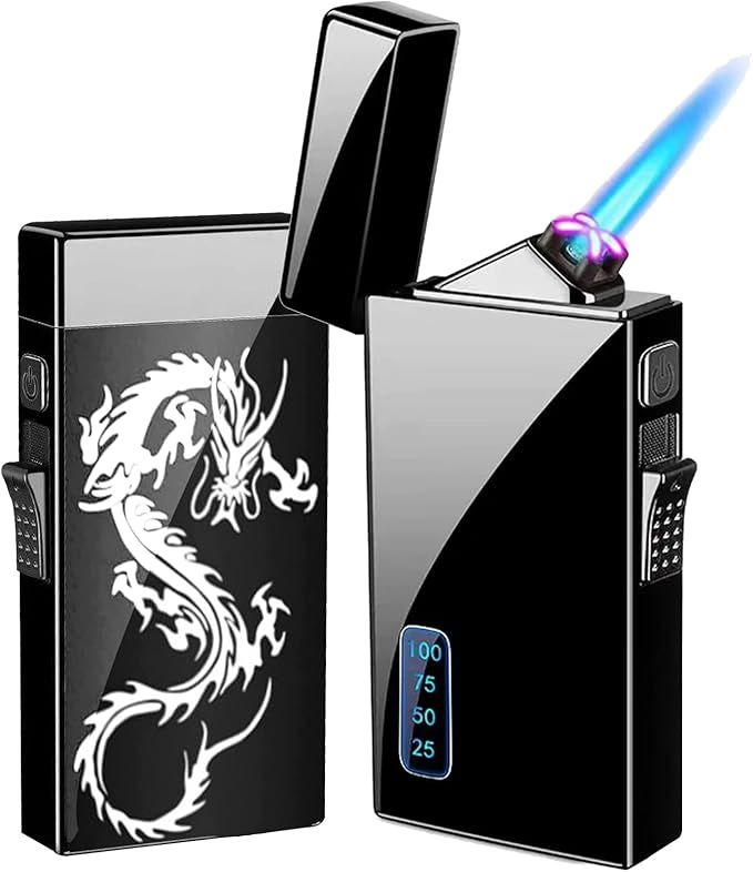 Black Dragon 2 in 1 Arc & Butane Lighter - Jet Flame Torch, USB Rechargeable, Windproof, Refillable for BBQs, Candles, Camping