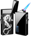 Black Dragon 2 in 1 Arc & Butane Lighter - Jet Flame Torch, USB Rechargeable, Windproof, Refillable for BBQs, Candles, Camping
