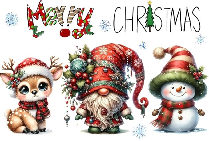 VIGEGU Christmas 5D Diamond Art Kits for Adult, Xmas Snowman Deer Gnome DIY Christmas Diamond Painting for Adults, 5D Full Round Drill Craft for Home Wall Decoration 16x12 Inch