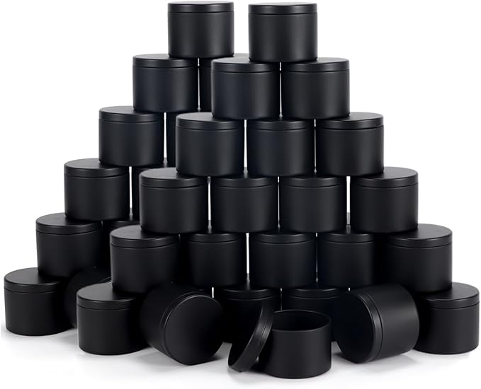 sonviitins 48 Pieces 4 Oz Black Candle Tins,4oz Candle Jars Candle Containers with Lids, Candle Tin for Candles Making, Arts & Crafts, Storage, and Gifts