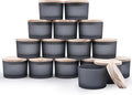 SHOWIN Thick Candle Jars for Making Candles 16 Pcs, 4 OZ Empty Jars with Wood Lids for Candle Making, Sample Container - Dishwasher Safe, Frosted Gray