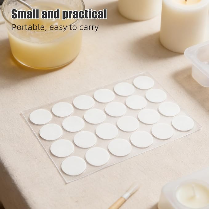 800pcs Small Wick Stickers for Candle Making: 0.8" Round Dot Double Sided Adhesive Inserts Taper Stick Holder Grips for DIY Candlesticks Wick Making