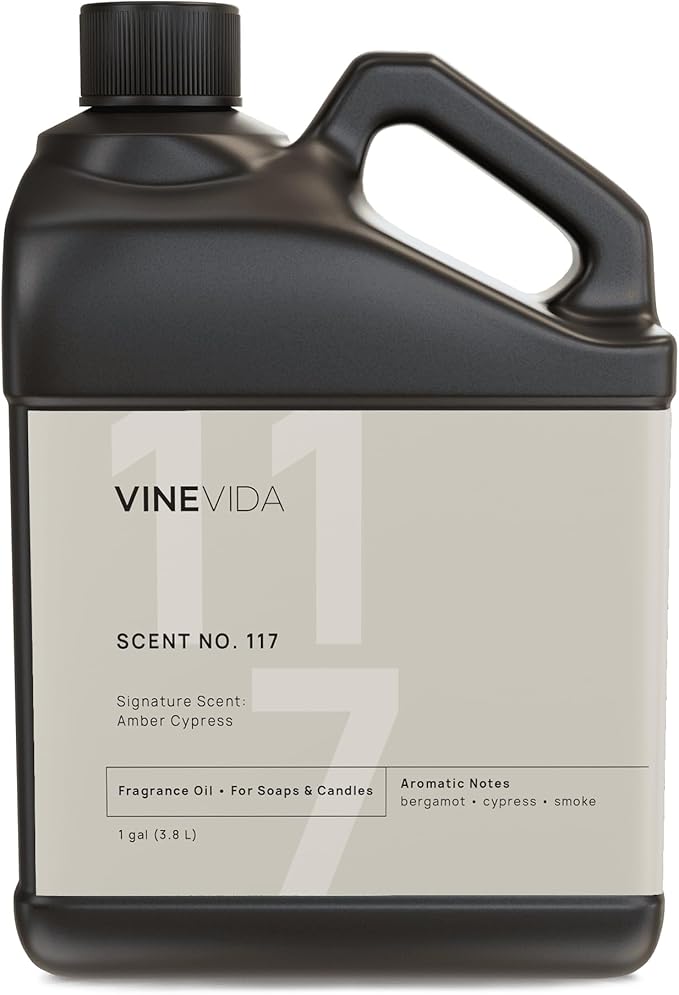 VINEVIDA Scent NO. 117 Fragrance Oil - 1 Gallon (8lbs) - Amber Cypress Signature Scent for Candle & Soap Making - Made in USA