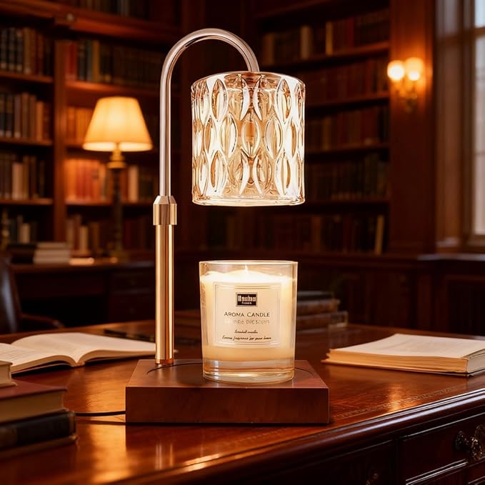 MATMO Candle Warmer Lamp with Timer & Dimmer, Height Adjustable Candle Warmer Light Compatible with Jar Scented Candles(Not Included), Table Candle Warming Lamp with 2 Bulbs for Home Decor(Gold)