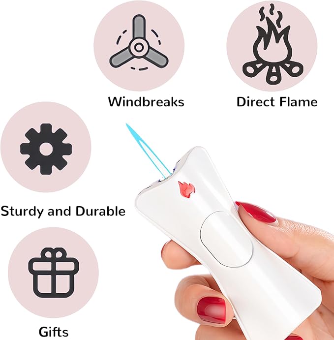 Cute Pretty Lighter - Soft Flame, Unique for Women, Candles, Camping, BBQ (No Butane Fuel) (23#)